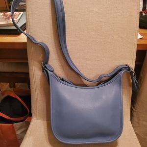 Vintage leather coach bag/crossbody width =9" height =8" strap = 22"